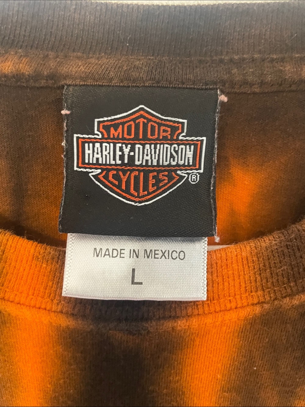 Harley-Davidson Black and Orange Tie-Dye Long Sleeve Tee - Picture 2 of 6